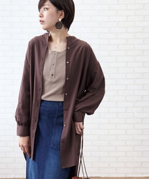 ツイル素材バンドカラーチュニック