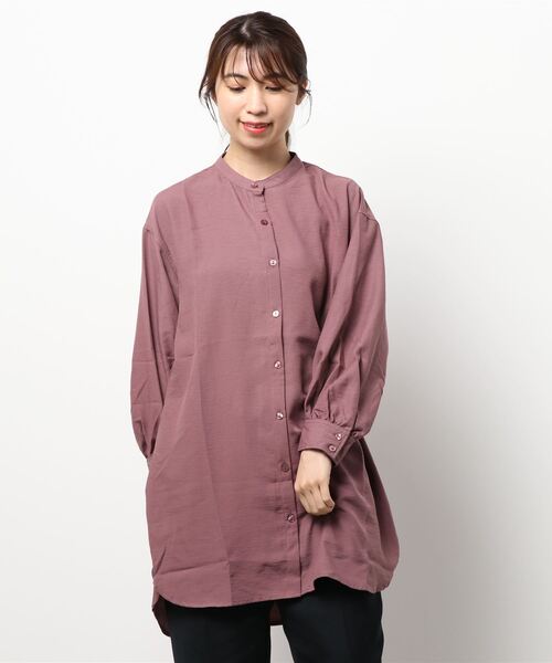 BELLUNA(ベルーナ)の「ツイル素材バンドカラーチュニック(チュニック・レディース・ダークブラウン/ネイビー/モカ/ローズ・MEDIUM/LARGE/X-LARGE)」の8枚目の写真
