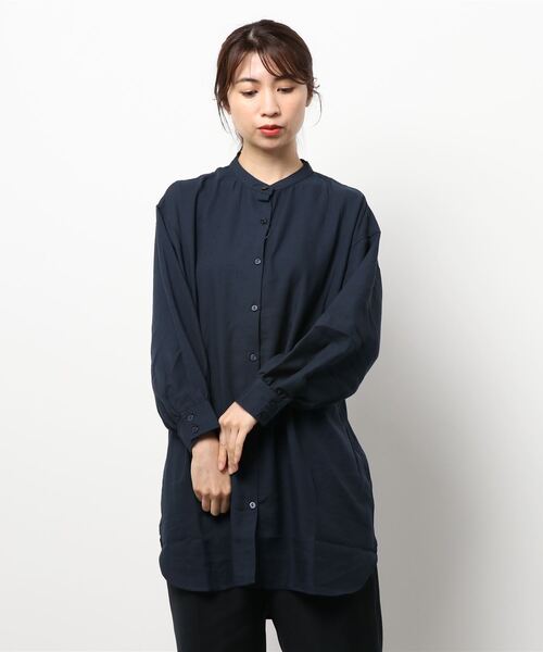 BELLUNA(ベルーナ)の「ツイル素材バンドカラーチュニック(チュニック・レディース・ダークブラウン/ネイビー/モカ/ローズ・MEDIUM/LARGE/X-LARGE)」の7枚目の写真