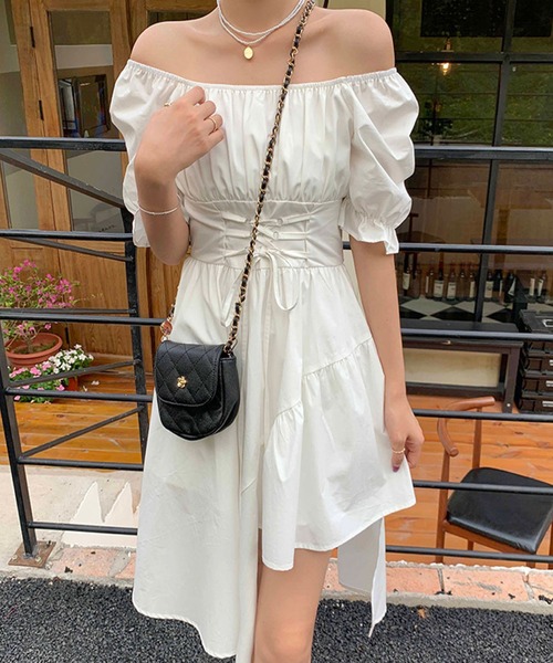 エムエメ　One shoulder bijou belt onepiece SALE】One shoulder bijou belt onepiece(eme10564) – M me eme