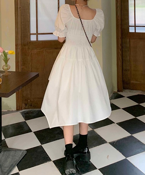 キャンディースリーブコルセットベルトアシンメトリーワンピース