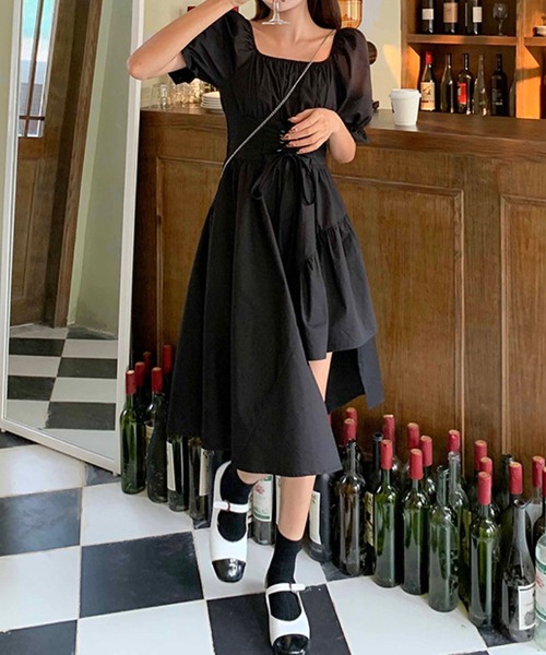 【Karen Millen】アシンメトリー スリーブ ミディ ワンピース Organdie Mono Stripe Woven Belted Shirt Dress | Karen Millen