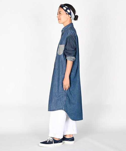 美品✨45R インディゴ 全員集合のスモック ドレス インディゴ　パッチワーク 45R（フォーティファイブアール）の「インディゴ全員集合の