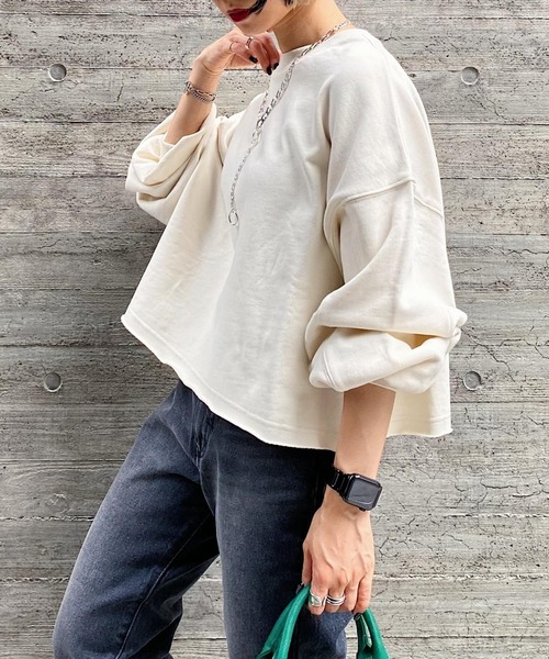 PAGEBOY（ページボーイ）の「WEB限定アイテム / ビンテージショート裏毛（スウェット・レディース・チャコールグレー/オフホワイト/ブルー/グリーン・FREE）」の2枚目の写真