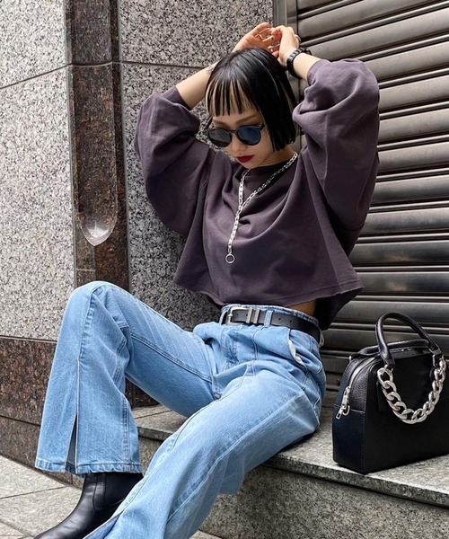 PAGEBOY（ページボーイ）の「WEB限定アイテム / ビンテージショート裏毛（スウェット・レディース・チャコールグレー/オフホワイト/ブルー/グリーン・FREE）」の3枚目の写真