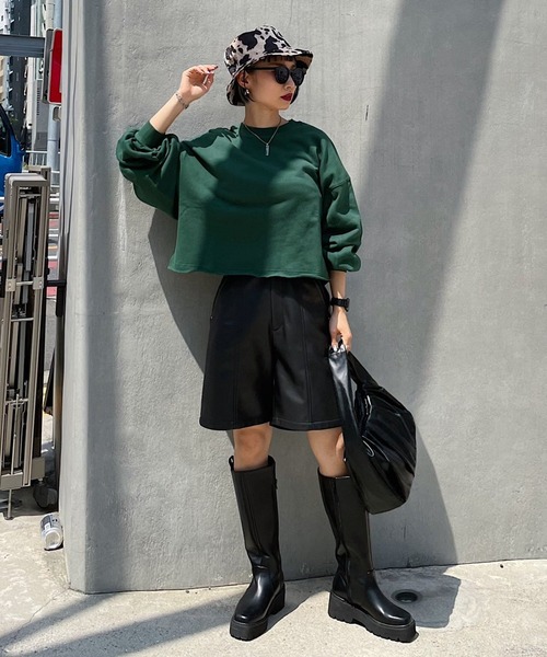 PAGEBOY（ページボーイ）の「WEB限定アイテム / ビンテージショート裏毛（スウェット・レディース・チャコールグレー/オフホワイト/ブルー/グリーン・FREE）」の7枚目の写真