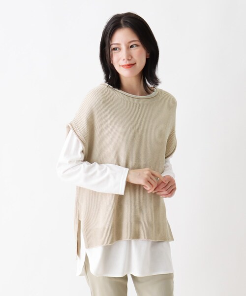 SHOO・LA・RUE(シューラルー)の「◆【2点セット】ロールネックベスト+Tシャツ(ベスト・レディース・チャコールグレー/ブラウン系その他/ナチュラル/ピンク系・02/03/04)」の3枚目の写真