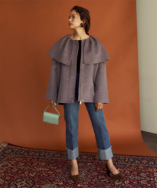 titivate(ティティベイト)の「ビッグフリルカラーブルゾン(ブルゾン・レディース・パープル/チャコール/ブラウン・M/S)」の3枚目の写真