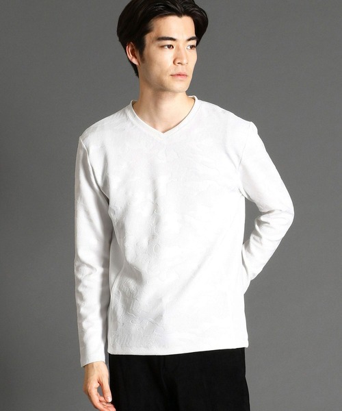 HIDEAWAYS NICOLE(ハイダウェイニコル)の「迷彩柄長袖カットソー(Tシャツ/カットソー・メンズ・ブラック/オフホワイト/グレイッシュベージュ・MEDIUM/LARGE/X-LARGE)」の2枚目の写真