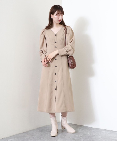 archives(アルシーヴ)の「配色ステッチIラインワンピース(ワンピース・レディース・ブラウン/ベージュ/グレイッシュベージュ・MEDIUM)」の12枚目の写真