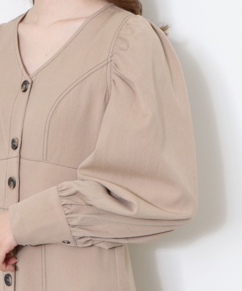 archives(アルシーヴ)の「配色ステッチIラインワンピース(ワンピース・レディース・ブラウン/ベージュ/グレイッシュベージュ・MEDIUM)」の16枚目の写真