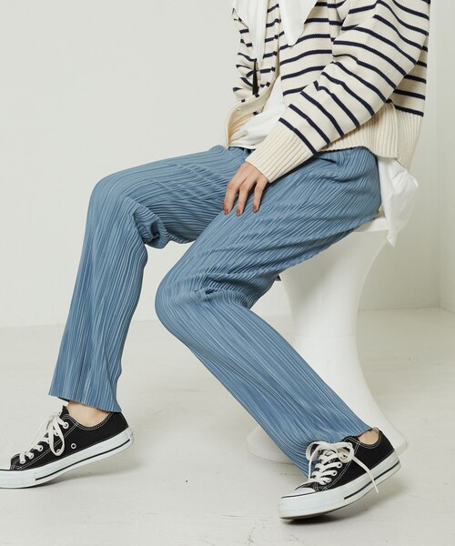 FREAK'S STORE(フリークスストア)の「セルフプリーツレギンス【一部WEB限定】(スラックス・レディース・ブラック/グレー/サックスブルー/ブルーグリーン/レンガ・フリ-)」の4枚目の写真