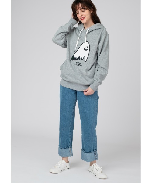 Design Tshirts Store graniph（デザイン　ティーシャツ　ストア　グラニフ）の「オバケモドキ｜グラフィックパーカー（パーカー・メンズ・ヘザーグレー・SMALL/MEDIUM/LARGE/X-LARGE）」の4枚目の写真