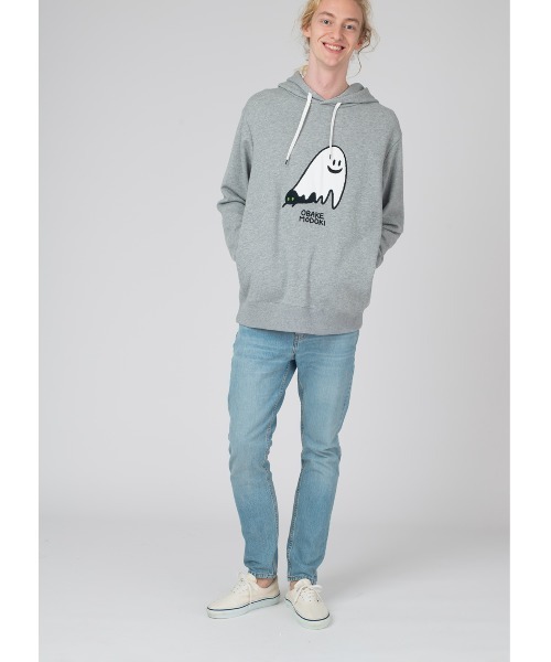 Design Tshirts Store graniph（デザイン　ティーシャツ　ストア　グラニフ）の「オバケモドキ｜グラフィックパーカー（パーカー・メンズ・ヘザーグレー・SMALL/MEDIUM/LARGE/X-LARGE）」の10枚目の写真
