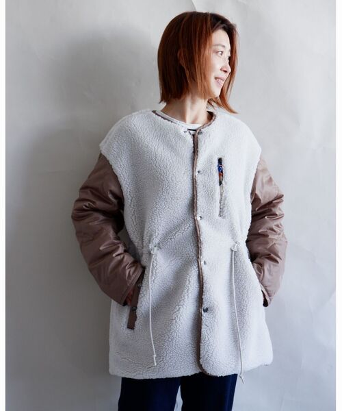 MANASTASH（マナスタッシュ）の「MANASTASH/マナスタッシュ　W's REVERSIBLE JACKET　ウィメンズリバーシブルジャケット　ボア（ブルゾン・レディース・ナチュラル/ブラック・MEDIUM）」の6枚目の写真