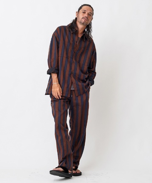EGO TRIPPING(エゴトリッピング)の「ms4861- JOKER STRIPES OVERSHIRTS シャツ(シャツ/ブラウス・メンズ・オレンジ系その他/ホワイト×ネイビー/ブラック×ブルー・46/48)」の18枚目の写真