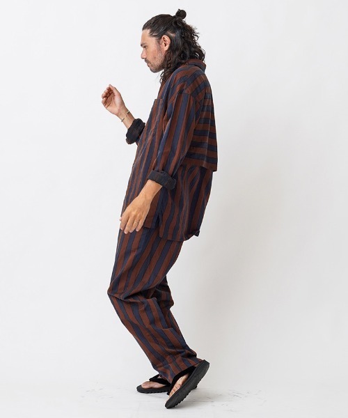 EGO TRIPPING(エゴトリッピング)の「ms4861- JOKER STRIPES OVERSHIRTS シャツ(シャツ/ブラウス・メンズ・オレンジ系その他/ホワイト×ネイビー/ブラック×ブルー・46/48)」の11枚目の写真