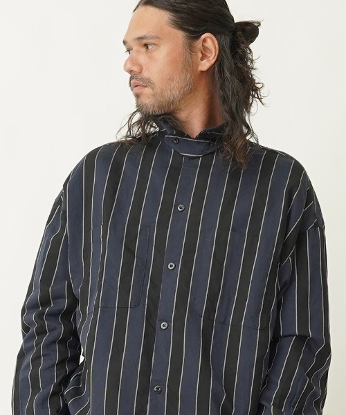 EGO TRIPPING(エゴトリッピング)の「ms4861- JOKER STRIPES OVERSHIRTS シャツ(シャツ/ブラウス・メンズ・オレンジ系その他/ホワイト×ネイビー/ブラック×ブルー・46/48)」の8枚目の写真