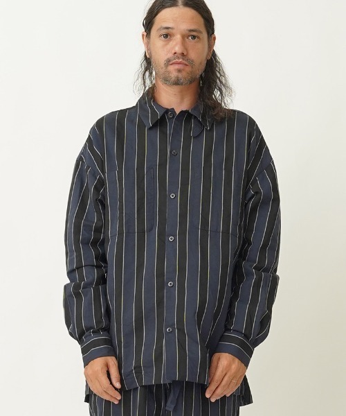 EGO TRIPPING(エゴトリッピング)の「ms4861- JOKER STRIPES OVERSHIRTS シャツ(シャツ/ブラウス・メンズ・オレンジ系その他/ホワイト×ネイビー/ブラック×ブルー・46/48)」の15枚目の写真