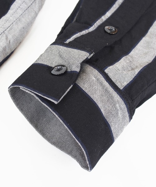 EGO TRIPPING(エゴトリッピング)の「ms4861- JOKER STRIPES OVERSHIRTS シャツ(シャツ/ブラウス・メンズ・オレンジ系その他/ホワイト×ネイビー/ブラック×ブルー・46/48)」の16枚目の写真