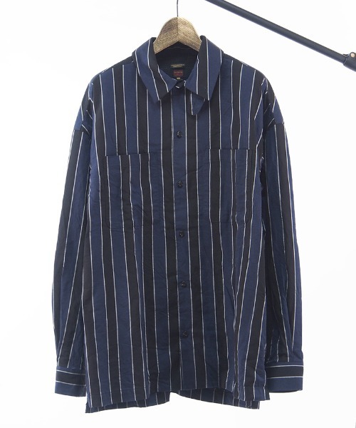 EGO TRIPPING(エゴトリッピング)の「ms4861- JOKER STRIPES OVERSHIRTS シャツ(シャツ/ブラウス・メンズ・オレンジ系その他/ホワイト×ネイビー/ブラック×ブルー・46/48)」の17枚目の写真