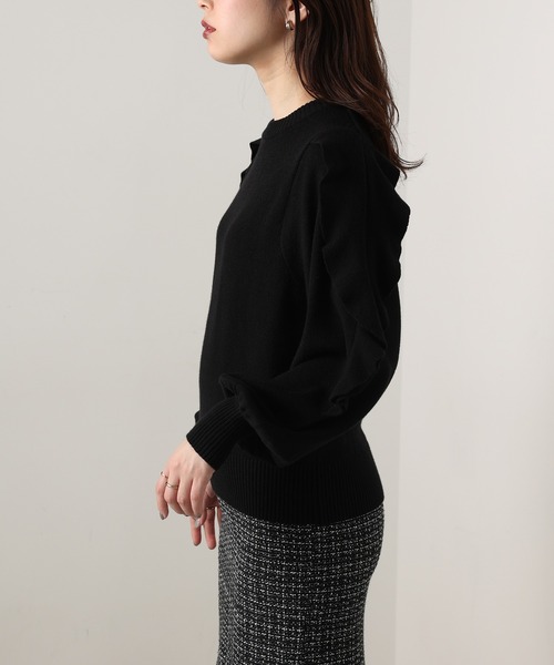 natural couture（ナチュラルクチュール）の「ラッフルスリーブニット（ニット/セーター・レディース・ブラック/オフホワイト/ミント/ラベンダー・FREE）」の18枚目の写真