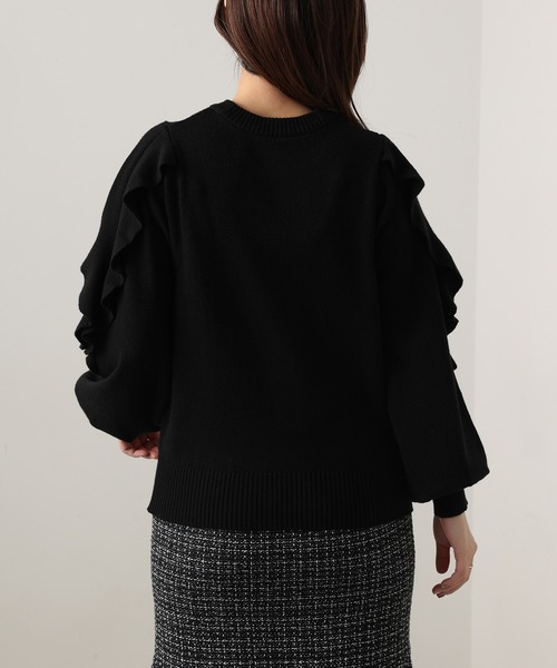 natural couture（ナチュラルクチュール）の「ラッフルスリーブニット（ニット/セーター・レディース・ブラック/オフホワイト/ミント/ラベンダー・FREE）」の19枚目の写真