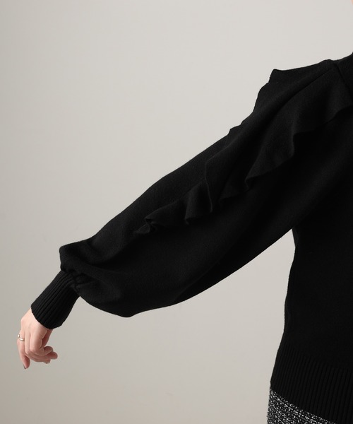natural couture（ナチュラルクチュール）の「ラッフルスリーブニット（ニット/セーター・レディース・ブラック/オフホワイト/ミント/ラベンダー・FREE）」の21枚目の写真