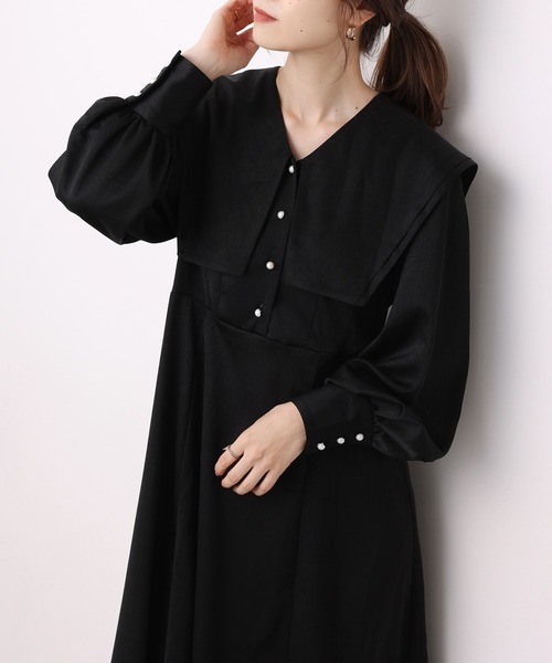 セール】ビッグカラ―フレアワンピース（ワンピース）｜one after