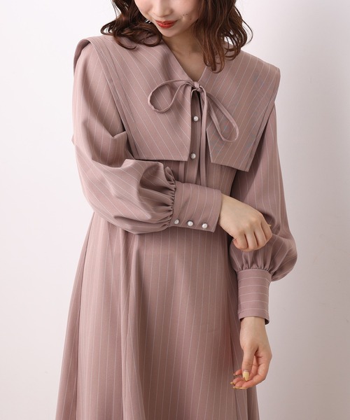 セール】ビッグカラ―フレアワンピース（ワンピース）｜one after