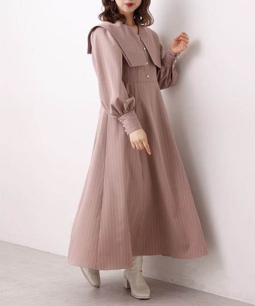 one after another NICE CLAUP(ワンアフターアナザーナイスクラップ)の「ビッグカラ―フレアワンピース(ワンピース・レディース・ブラック/ベージュ/モカ/その他1・FREE)」の7枚目の写真