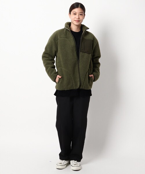 BASECONTROL（ベースコントロール）の「◆【防風】 ボアフリース スタンドカラージップブルゾン（ブルゾン・レディース・アイボリー/カーキ/ベージュ・99）」の14枚目の写真