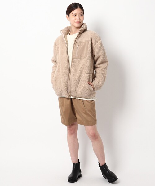 BASECONTROL（ベースコントロール）の「◆【防風】 ボアフリース スタンドカラージップブルゾン（ブルゾン・レディース・アイボリー/カーキ/ベージュ・99）」の5枚目の写真