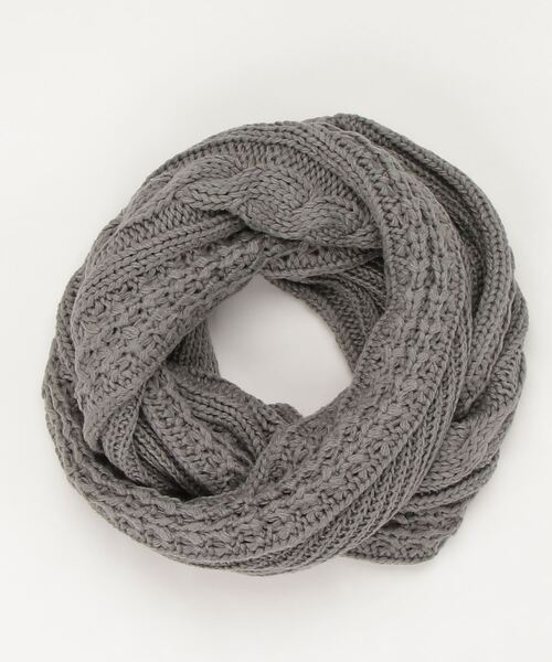 NANO universe（ナノユニバース）の「ケーブルニットスヌード（ネックウォーマー/スヌード・メンズ・ブラック/トップグレー・FREE）」の3枚目の写真