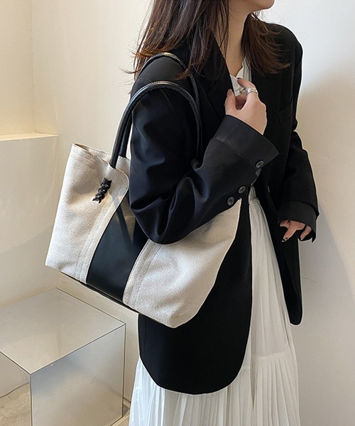 韓国風olフェイクレザートートバッグ