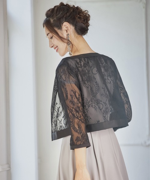 DRESS PLUS(ドレスプラス)の「ボレロ パーティーボレロ ショートジャケット パーティードレス 結婚式(テーラードジャケット・レディース・ブラック/ベージュ/グレー・M/L/XL/XXL)」の4枚目の写真