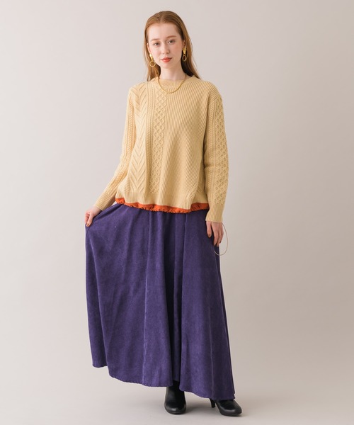 TRANOI(トラノイ)の「TRANOI ドロストケーブルニットクルー(ニット/セーター・レディース・ブラック/ベージュ/レッド・FREE)」の14枚目の写真