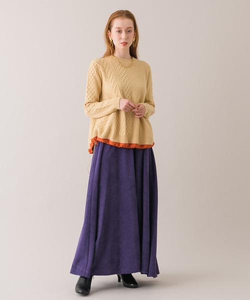 TRANOI(トラノイ)の「TRANOI ドロストケーブルニットクルー(ニット/セーター・レディース・ブラック/ベージュ/レッド・FREE)」の8枚目の写真