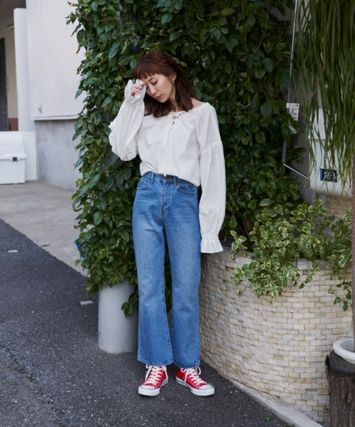 Auntie Rosa Holiday(アンティローザホリデー)の「2WAYレースUPブラウス(シャツ/ブラウス・レディース・オレンジ/グリーン/オフホワイト・FREE)」の8枚目の写真