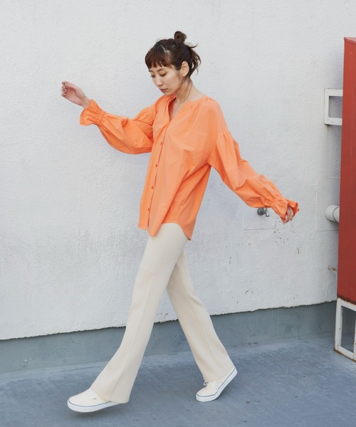 Auntie Rosa Holiday(アンティローザホリデー)の「2WAYレースUPブラウス(シャツ/ブラウス・レディース・オレンジ/グリーン/オフホワイト・FREE)」の18枚目の写真