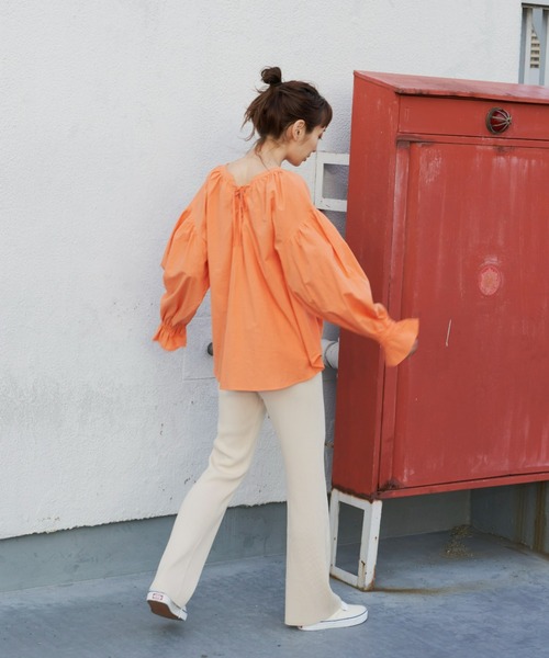 Auntie Rosa Holiday(アンティローザホリデー)の「2WAYレースUPブラウス(シャツ/ブラウス・レディース・オレンジ/グリーン/オフホワイト・FREE)」の19枚目の写真