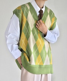 WONDER WONDER | 羽根つきベスト / アーガイル柄オーバーサイズニット【ファッションインフルエンサー Mr.SZK×anown 限定コラボ】(ベスト)