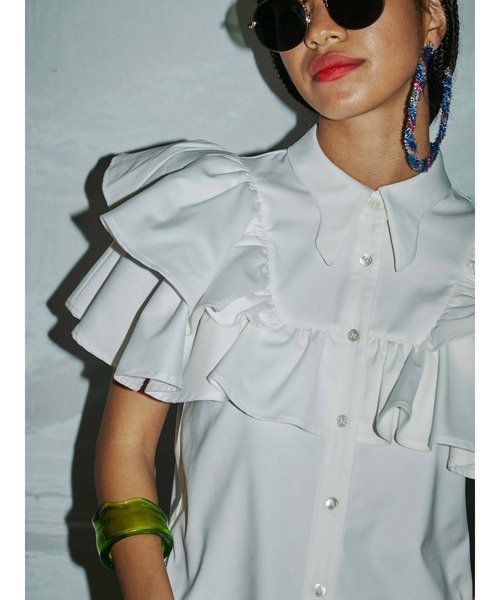 PAMEO POSE(パメオポーズ)の「Queen Blouse(シャツ/ブラウス・レディース・ホワイト/ブラック・FREE)」の16枚目の写真