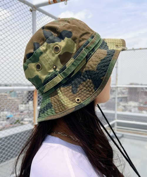 newhattan（ニューハッタン）の「newhattan(ニューハッタン) / コットンツイルサファリハット cotton twill stone-washed safari hats アドベンチャーハット バケットハット（ハット・レディース・ダークグリーン/グリーン系カモフラージュ/ブラウン系カモフラージュ/ベージュ×ブラック/チャコールグレー/ホワイト/ネイビー/ブラック/オリーブ/カーキ・S/M/M/L）」の9枚目の写真