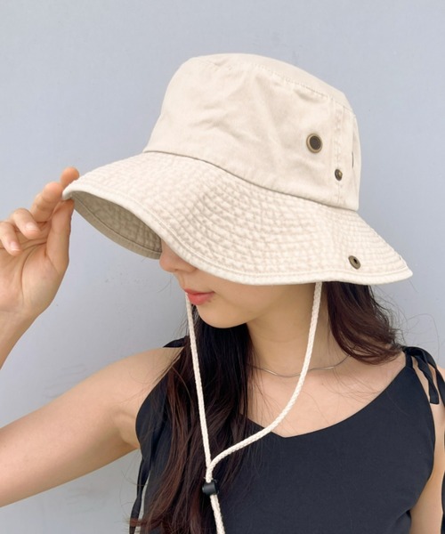 newhattan（ニューハッタン）の「newhattan(ニューハッタン) / コットンツイルサファリハット cotton twill stone-washed safari hats アドベンチャーハット バケットハット（ハット・レディース・ダークグリーン/グリーン系カモフラージュ/ブラウン系カモフラージュ/ベージュ×ブラック/チャコールグレー/ホワイト/ネイビー/ブラック/オリーブ/カーキ・S/M/M/L）」の5枚目の写真