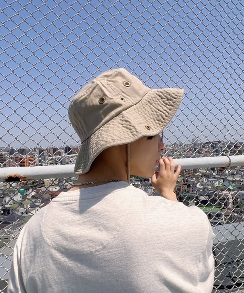 newhattan（ニューハッタン）の「newhattan(ニューハッタン) / コットンツイルサファリハット cotton twill stone-washed safari hats アドベンチャーハット バケットハット（ハット・レディース・ダークグリーン/グリーン系カモフラージュ/ブラウン系カモフラージュ/ベージュ×ブラック/チャコールグレー/ホワイト/ネイビー/ブラック/オリーブ/カーキ・S/M/M/L）」の13枚目の写真