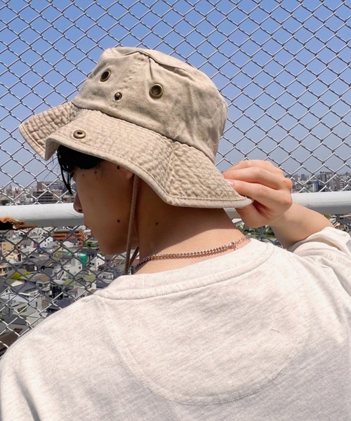 newhattan（ニューハッタン）の「newhattan(ニューハッタン) / コットンツイルサファリハット cotton twill stone-washed safari hats アドベンチャーハット バケットハット（ハット・レディース・ダークグリーン/グリーン系カモフラージュ/ブラウン系カモフラージュ/ベージュ×ブラック/チャコールグレー/ホワイト/ネイビー/ブラック/オリーブ/カーキ・S/M/M/L）」の11枚目の写真