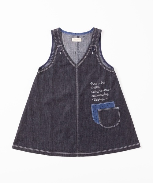 trois lapins kp（トロワラパンケーピー）の「デニムジャンパースカート(100-130cm)（ジャンパースカート・キッズ・ネイビー・100cm/110cm/120cm/130cm）」の9枚目の写真