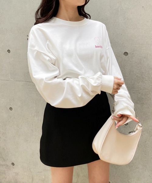 one after another NICE CLAUP(ワンアフターアナザーナイスクラップ)の「ロゴBIGロンT(Tシャツ/カットソー・レディース・ホワイト/ホワイト系その他/オフホワイト・FREE)」の17枚目の写真