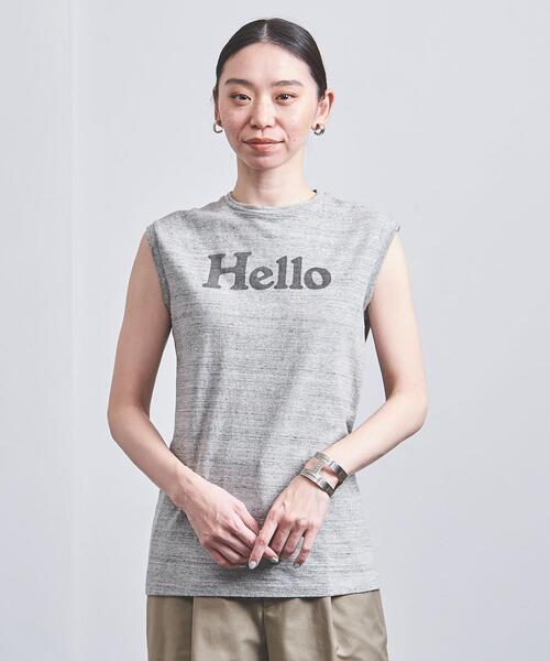 MADISON BLUE（マディソンブルー）の「＜MADISON BLUE（マディソンブルー）＞HELLO ロゴ ノースリーブ Tシャツ 22SS ■■■（Tシャツ/カットソー・レディース・ホワイト/ライトグレー・01）」の3枚目の写真